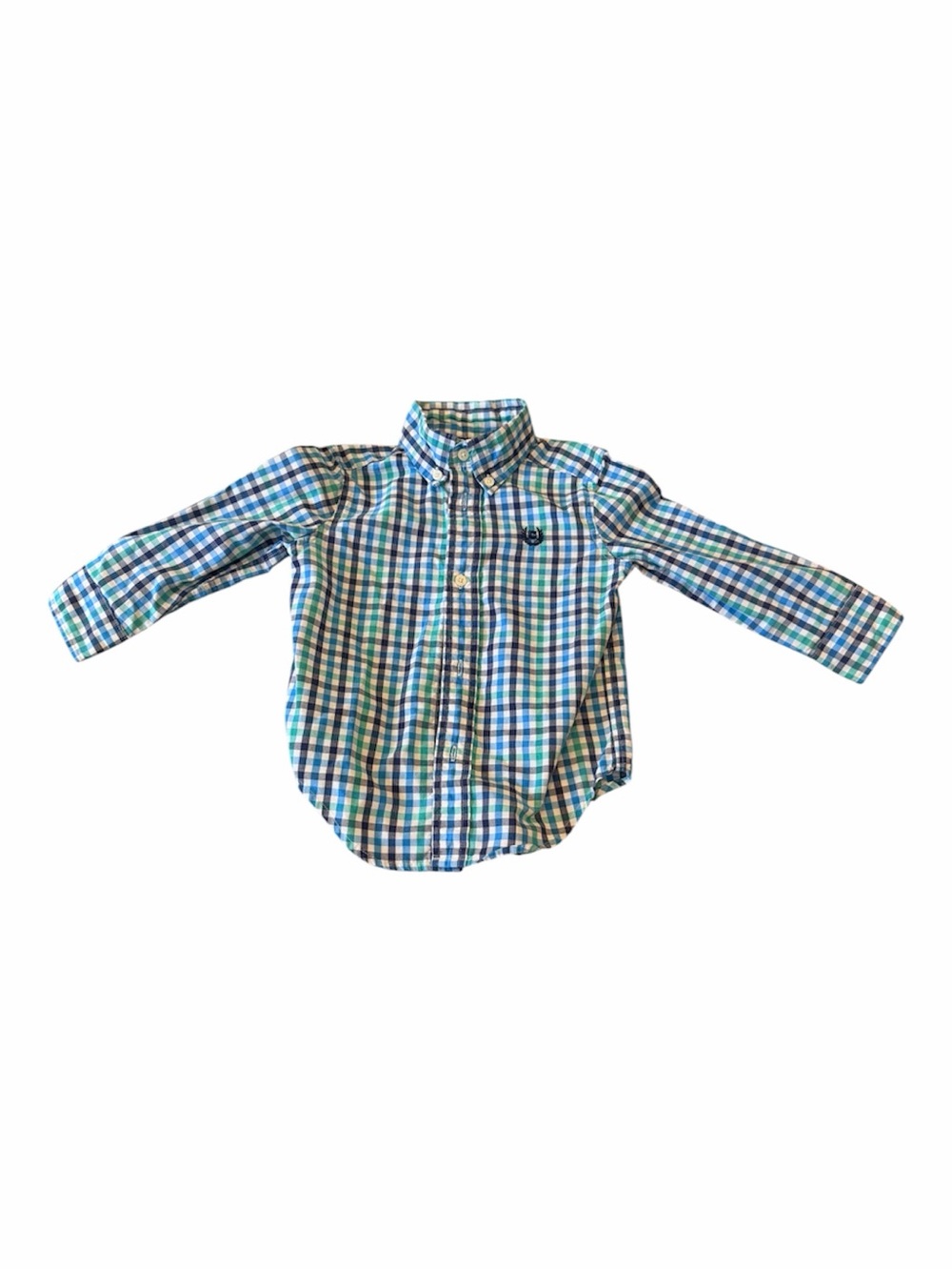 Button-Down Plaid Shirt in Blue & Green - toddler